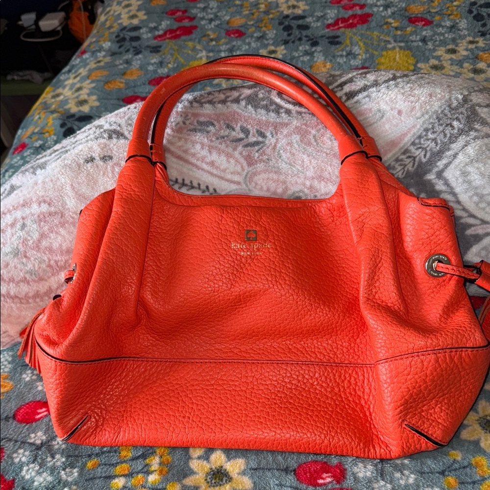 This beautiful Kate spade bag is little scratchy in handle have wear inside